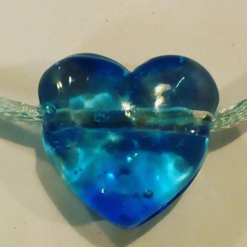 Collier cœur bleu transparent Murano