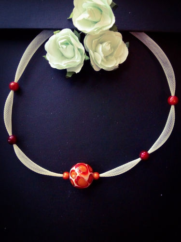 Collier univers Murano rouge