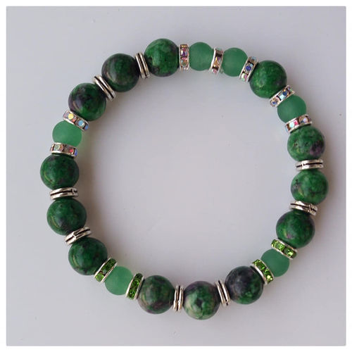 bracelet pierre de gemme aventurine et jaspe vert