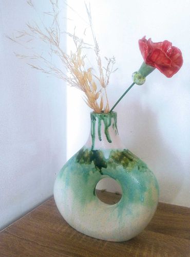 vase céramique vert cascade